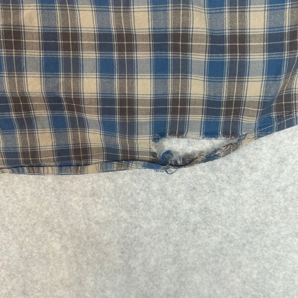 Carhartt Button Down Shirt Mens Medium Blue Tan Plaid Long‎ Sleeve Workwear 1237 - Picture 7 of 9